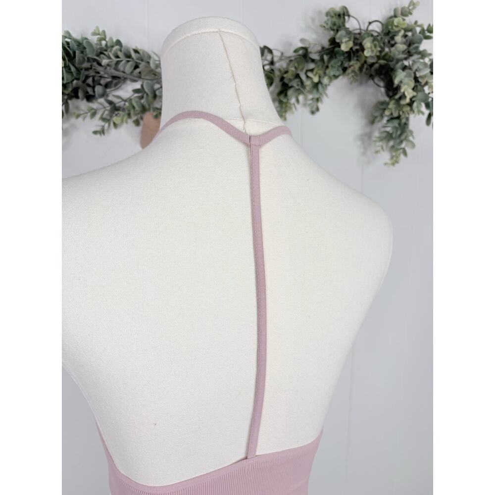 🧺 5 for $25 Sale Free People Ribbed Seamless Halter T Back Bralette XS/S Pink - Picture 7 of 8